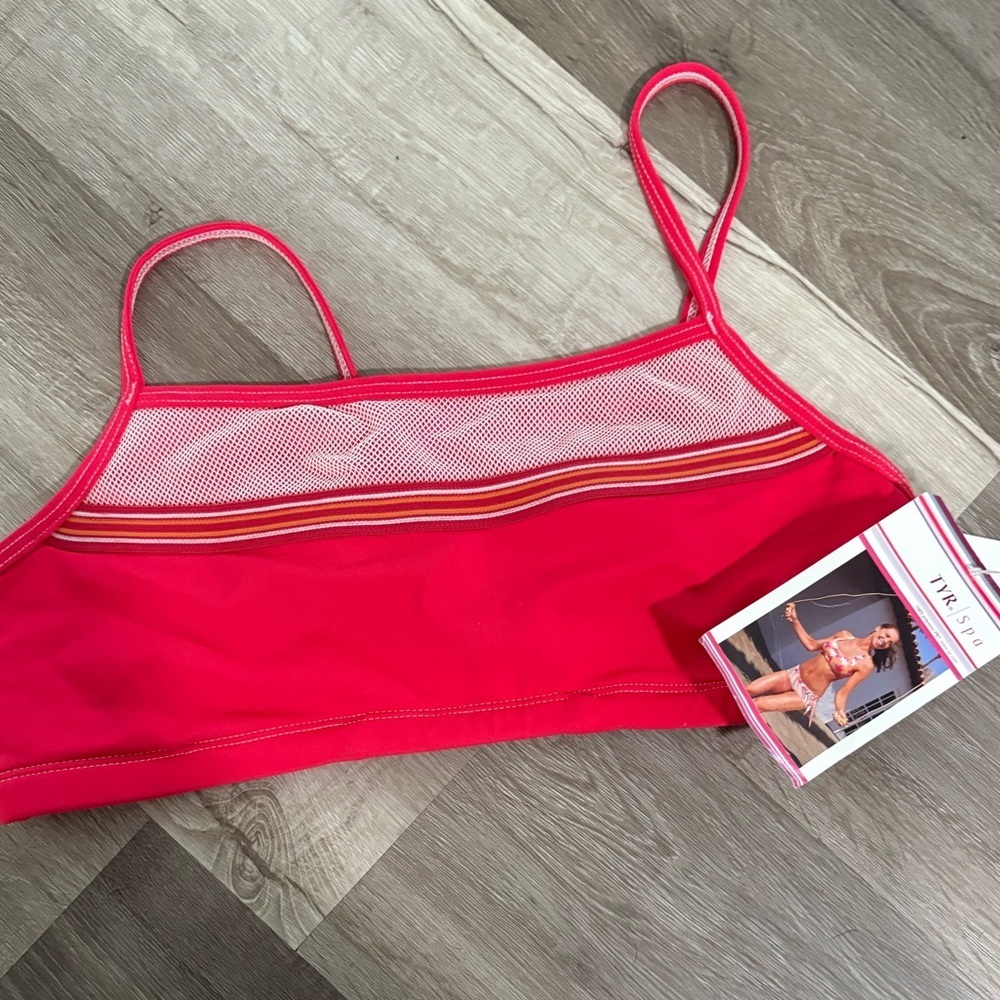 TYR Girls Athletic Swim Top Size 16 – Red Mesh Panel Adjustable Straps